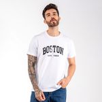 Camiseta Masculina Franshoes Casual 100% Algodão Boston Branca Manga Curta