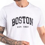 Camiseta Masculina Franshoes Casual 100% Algodão Boston Branca Manga Curta