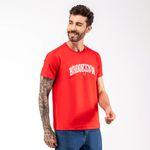 Camiseta Masculina Franshoes Casual 100% Algodão Brooklyn Vermelho Manga Curta