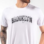 Camiseta Masculina Franshoes Casual 100% Algodão Brooklyn Branco Manga Curta