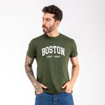Camiseta Masculina Franshoes Casual 100% Algodão Boston Verde Manga Curta