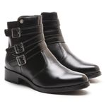 Bota Feminina Franshoes Melissa Cano Curto Três Fivelas Preto 