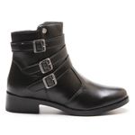 Bota Feminina Franshoes Melissa Cano Curto Três Fivelas Preto 