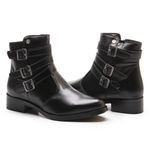 Bota Feminina Franshoes Melissa Cano Curto Três Fivelas Preto 