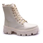 Coturno Franshoes Feminino Off White com Atacador