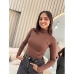 BODY POLIAMIDA GOLA ALTA MARROM