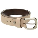 Cinto casual feminino couro na cor nude com fivela grafite escovada