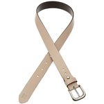 Cinto casual feminino couro na cor nude com fivela grafite escovada