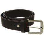 Cinto casual masculino em Couro na cor preto com fivela prata velha 