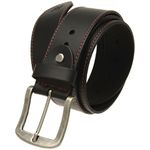 Cinto casual masculino em Couro na cor preto com fivela prata velha 