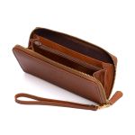 Carteira feminina em couro legitimo Eleah na cor caramelo 