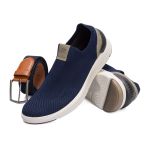 Kit Sneaker Dario Marinho + Cinto Casual Masculino Semi Elástico Marinho