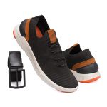 Kit Sneaker Dario Preto + Cinto Casual Masculino Semi Elástico preto