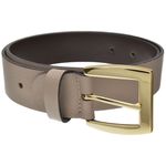 Cinto casual feminino em couro na cor nude com fivela dourada