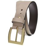 Cinto casual feminino em couro na cor nude com fivela dourada