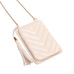 Porta celular + cartão em couro legitimo na cor marfim 