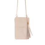 Porta celular + cartão em couro legitimo na cor marfim 