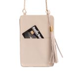 Porta celular + cartão em couro legitimo na cor marfim 