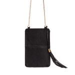 Porta celular + cartão em couro legitimo na cor preta