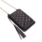 Porta celular + cartão em couro legitimo na cor preta