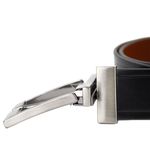 Cinto social dupla face largura 40 mm em couro na cor preto/whisky com fivela grafite escovada 