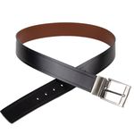 Cinto social dupla face largura 40 mm em couro na cor preto/whisky com fivela grafite escovada 