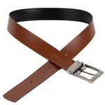 Cinto social dupla face largura 40 mm em couro na cor preto/whisky com fivela grafite escovada 