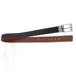 Cinto social dupla face largura 40 mm em couro na cor preto/whisky com fivela grafite escovada 