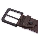 Cinto casual largura 40 mm em couro legitimo na cor café com fivela preta 