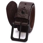 Cinto casual largura 40 mm em couro legitimo na cor café com fivela preta 