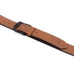 Cinto casual largura 40 mm couro legitimo na cor conhaque com fivela preta 