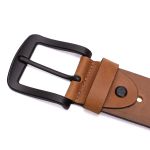 Cinto casual largura 40 mm couro legitimo na cor conhaque com fivela preta 