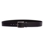 Cinto casual largura 40 mm em couro soleta na cor preto com fivela escovada