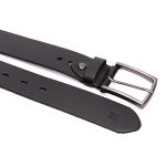 Cinto casual largura 40 mm em couro soleta na cor preto com fivela escovada