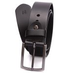 Cinto casual largura 40 mm em couro soleta na cor preto com fivela escovada