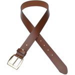 Cinto casual feminino em Couro na cor conhaque com fivela dourada