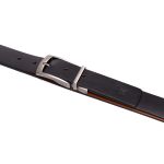 Cinto social dupla face largura 40 mm em couro na cor preto/whisky com fivela grafite escovada 