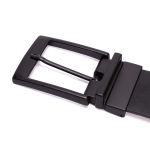 Cinto social dupla face largura 40 mm em couro na cor preto/whisky com fivela preta 