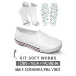 Kit Tênis Antiderrapante Branco1 BB80 Soft Works EPI + Palmilha + Meia de Algodão Soft Works 