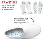 Kit Tênis Antiderrapante Branco1 BB80 Soft Works EPI + Palmilha + Meia de Algodão Soft Works 