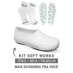 Kit Tênis Antiderrapante Branco2 BB80 Soft Works EPI + Palmilha + Meia de Algodão Soft Works 