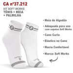 Kit Tênis Antiderrapante Branco2 BB80 Soft Works EPI + Palmilha + Meia de Algodão Soft Works 