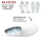 Kit Tênis Antiderrapante Branco2 BB80 Soft Works EPI + Palmilha + Meia de Algodão Soft Works 