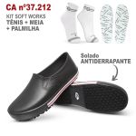 Kit Tênis Antiderrapante Preto1 BB80 Soft Works EPI + Palmilha + Meia de Algodão Soft Works 