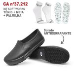 Kit Tênis Antiderrapante Preto2 BB80 Soft Works EPI + Palmilha + Meia de Algodão Soft Works 