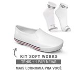 Kit Tênis Antiderrapante Branco1 BB80 Soft Works EPI + Meia de Algodão Soft Works 
