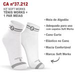 Kit Tênis Antiderrapante Branco1 BB80 Soft Works EPI + Meia de Algodão Soft Works 