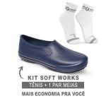 Kit Tênis Antiderrapante Marinho2 BB80 Soft Works EPI + Meia de Algodão Soft Works 