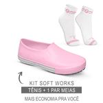 Kit Tênis Antiderrapante Rosa BB80 Soft Works EPI + Meia de Algodão Soft Works 