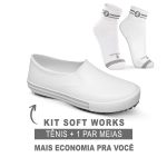 Kit Tênis Antiderrapante Branco2 BB80 Soft Works EPI + Meia de Algodão Soft Works 